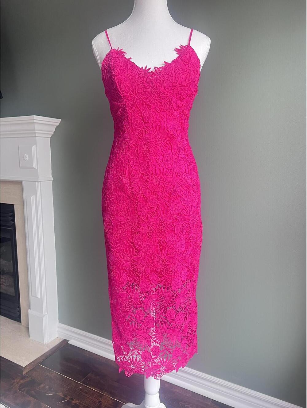 Bardot Lace Midi Dress Pink Women's Size XS